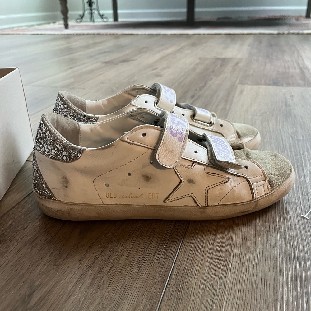 Golden goose old school glitter leather sneakers in box